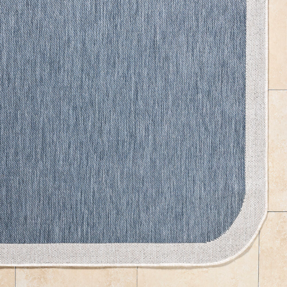 Miami Beach Blue/Cream Machine Woven Rug MBH-2300 - overhead