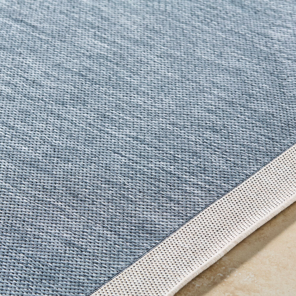 Miami Beach Blue/Cream Machine Woven Rug MBH-2300 - texture