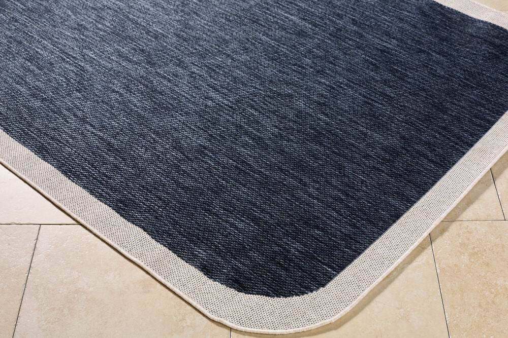 Miami Beach Cream/Dark Blue Machine Woven Rug MBH-2301 - corner
