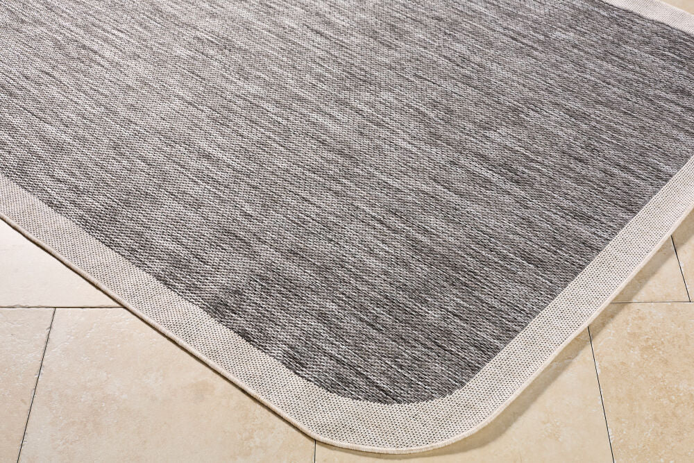 Miami Beach Charcoal/Cream Machine Woven Rug MBH-2302 - corner