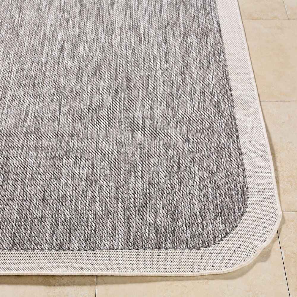 Miami Beach Charcoal/Cream Machine Woven Rug MBH-2302 - front