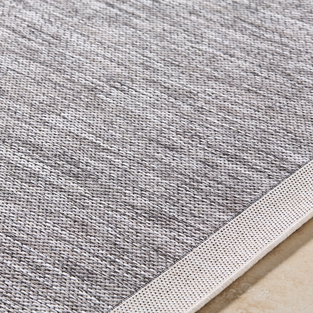 Miami Beach Charcoal/Cream Machine Woven Rug MBH-2302 - texture