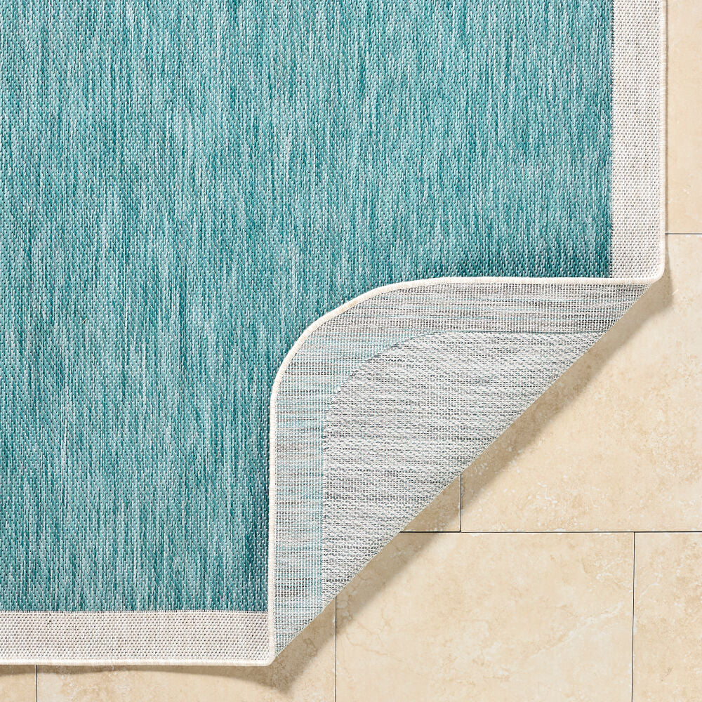 Miami Beach Aqua/Cream Machine Woven Rug MBH-2303 - fold