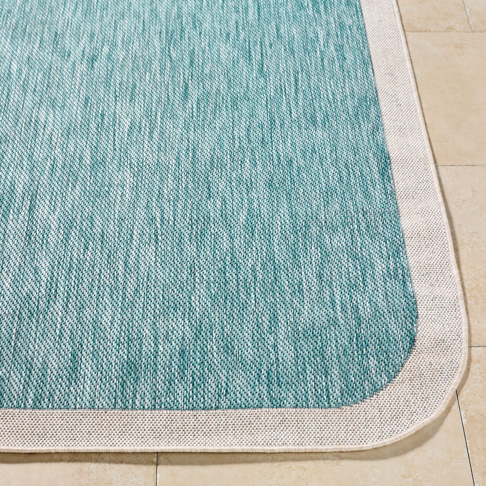 Miami Beach Aqua/Cream Machine Woven Rug MBH-2303 - front