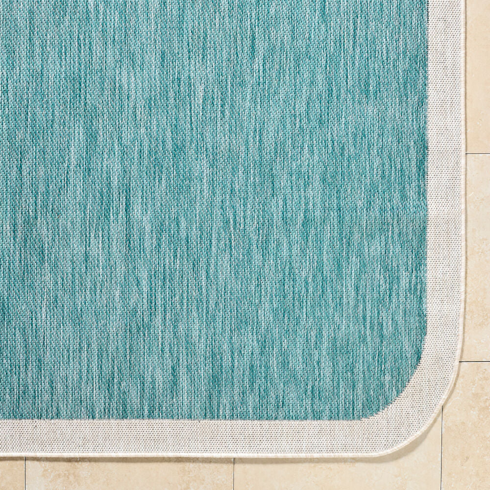 Miami Beach Aqua/Cream Machine Woven Rug MBH-2303 - overhead
