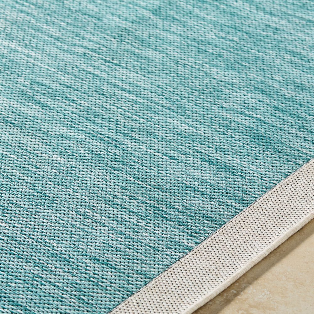 Miami Beach Aqua/Cream Machine Woven Rug MBH-2303 - texture