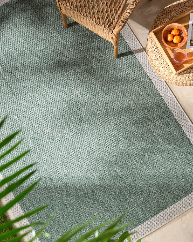 Miami Beach Cream/Medium Green Machine Woven Rug MBH-2304 - roomscene