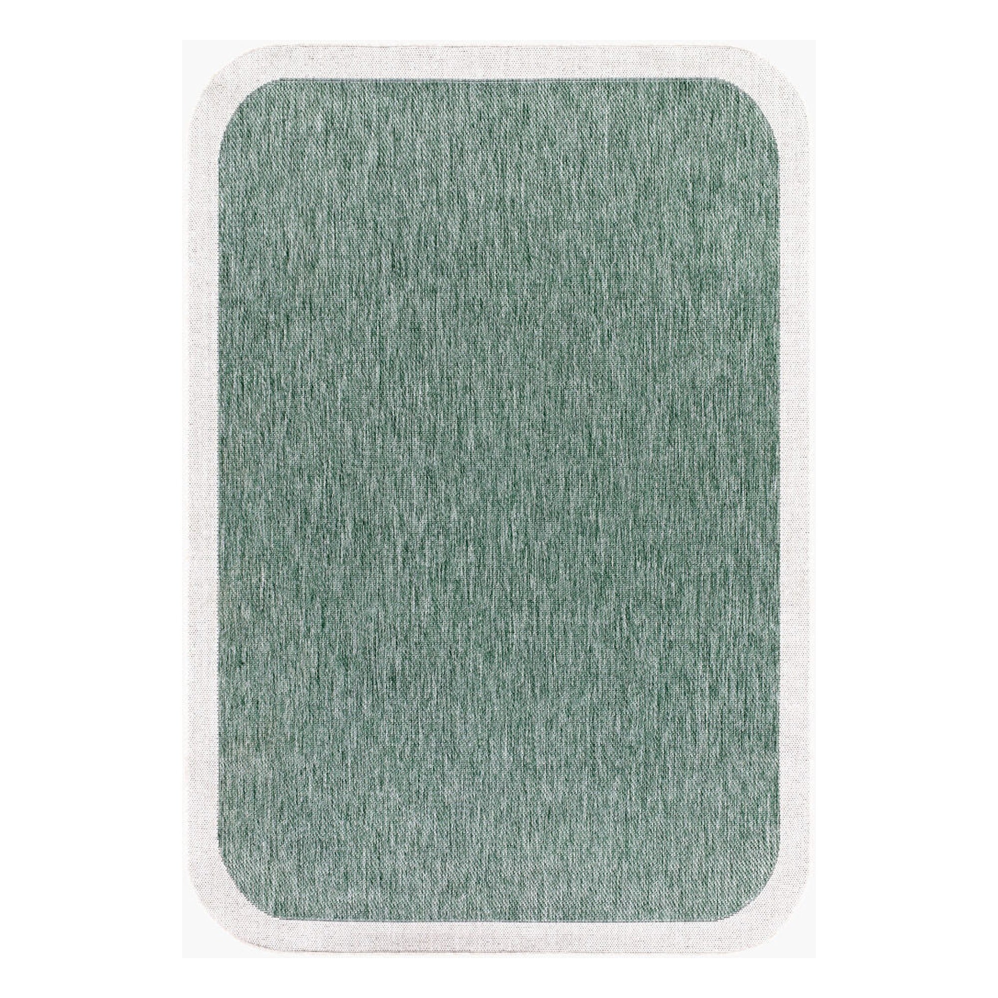 Miami Beach Cream/Medium Green Machine Woven Rug MBH-2304 - 2'4" x 3'9"