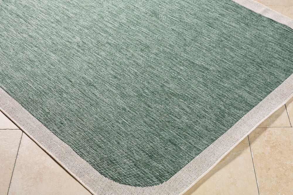 Miami Beach Cream/Medium Green Machine Woven Rug MBH-2304 - corner