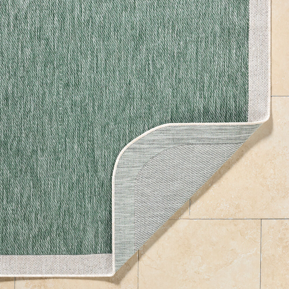 Miami Beach Cream/Medium Green Machine Woven Rug MBH-2304 - fold