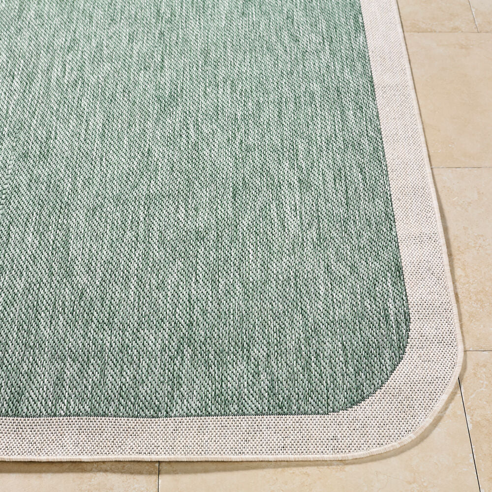Miami Beach Cream/Medium Green Machine Woven Rug MBH-2304 - front
