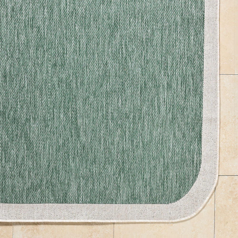 Miami Beach Cream/Medium Green Machine Woven Rug MBH-2304 - overhead