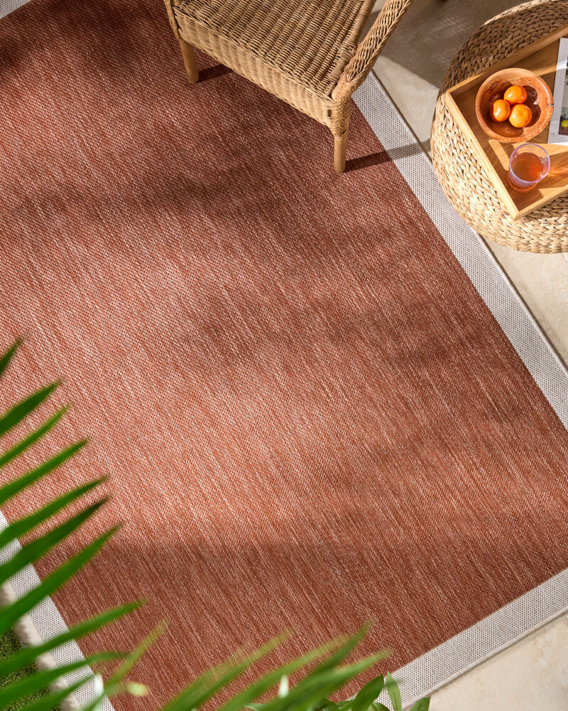 Miami Beach Burnt Orange/Cream Machine Woven Rug MBH-2305 - roomscene
