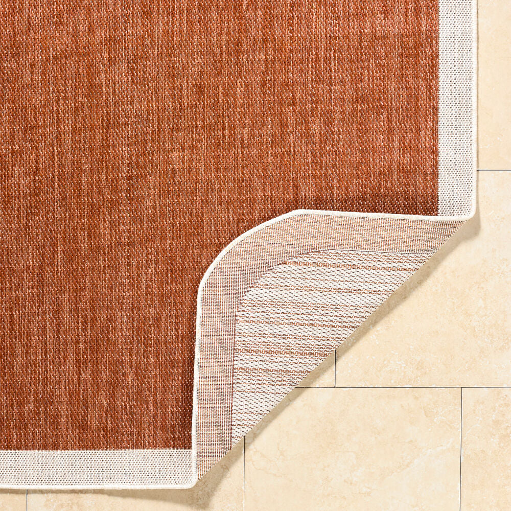 Miami Beach Burnt Orange/Cream Machine Woven Rug MBH-2305 - fold