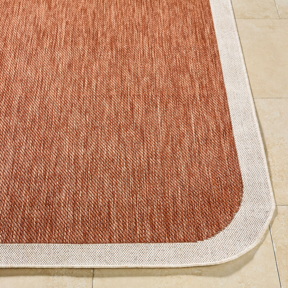 Miami Beach Burnt Orange/Cream Machine Woven Rug MBH-2305 - front