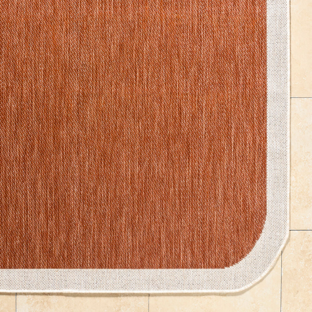 Miami Beach Burnt Orange/Cream Machine Woven Rug MBH-2305 - overhead