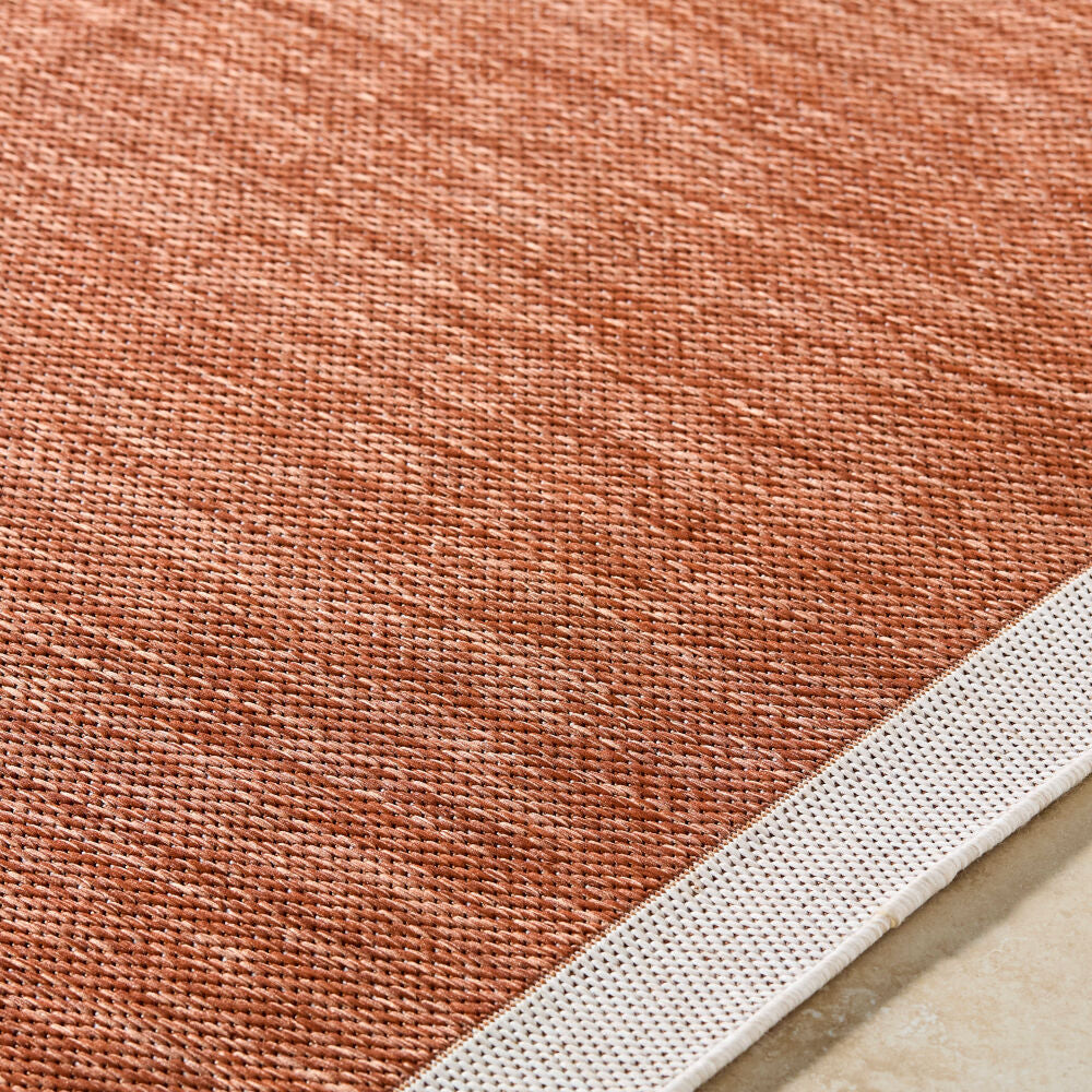 Miami Beach Burnt Orange/Cream Machine Woven Rug MBH-2305 - texture