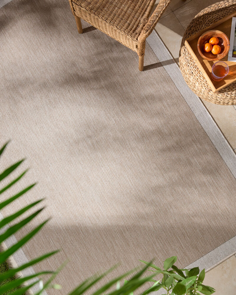 Miami Beach Cream/Tan Machine Woven Rug MBH-2306 - roomscene