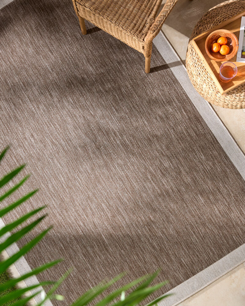 Miami Beach Cream/Dark Brown Machine Woven Rug MBH-2307 - roomscene