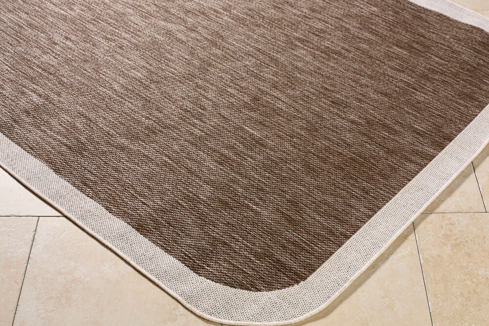 Miami Beach Cream/Dark Brown Machine Woven Rug MBH-2307 - corner