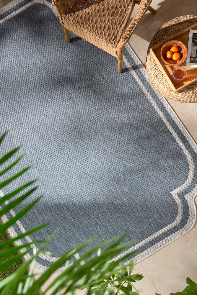 Miami Beach Blue/Cream Machine Woven Rug MBH-2308 - roomscene