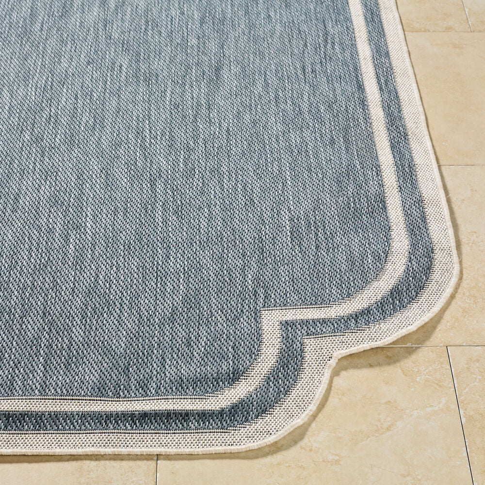 Miami Beach Blue/Cream Machine Woven Rug MBH-2308 - front