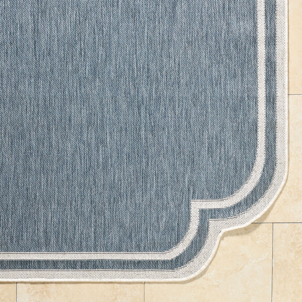 Miami Beach Blue/Cream Machine Woven Rug MBH-2308 - overhead