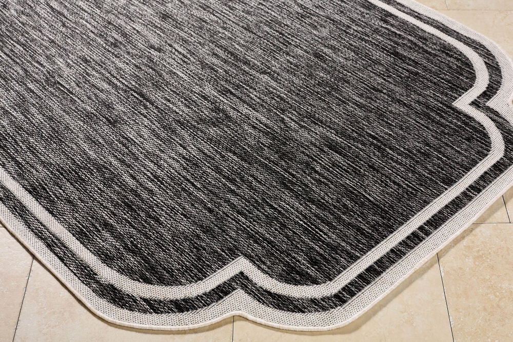 Miami Beach Black/Cream Machine Woven Rug MBH-2309 - corner