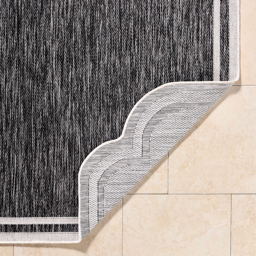 Miami Beach Black/Cream Machine Woven Rug MBH-2309 - fold
