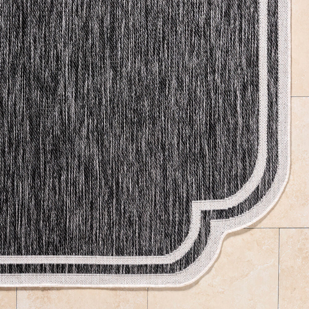 Miami Beach Black/Cream Machine Woven Rug MBH-2309 - overhead
