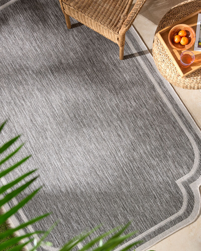 Miami Beach Charcoal/Cream Machine Woven Rug MBH-2310 - roomscene