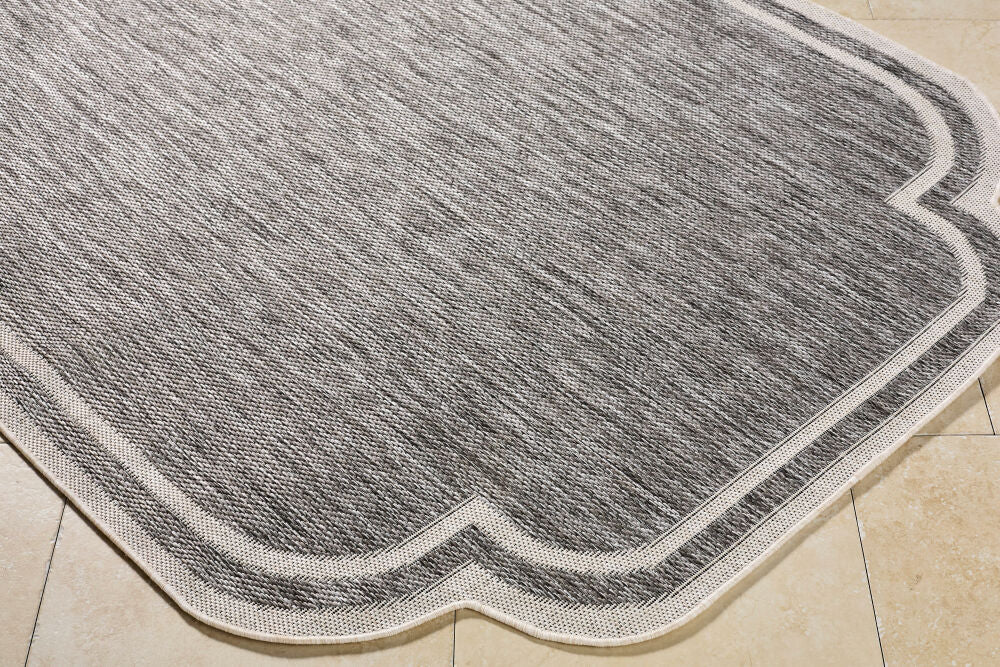 Miami Beach Charcoal/Cream Machine Woven Rug MBH-2310 - corner