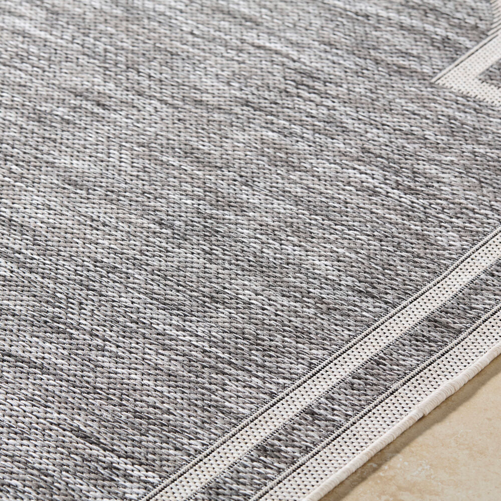 Miami Beach Charcoal/Cream Machine Woven Rug MBH-2310 - texture