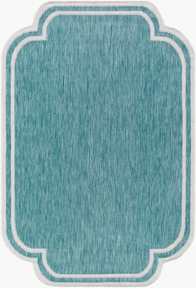 Miami Beach Aqua/Cream Machine Woven Rug MBH-2311 - 2'4" x 3'9"