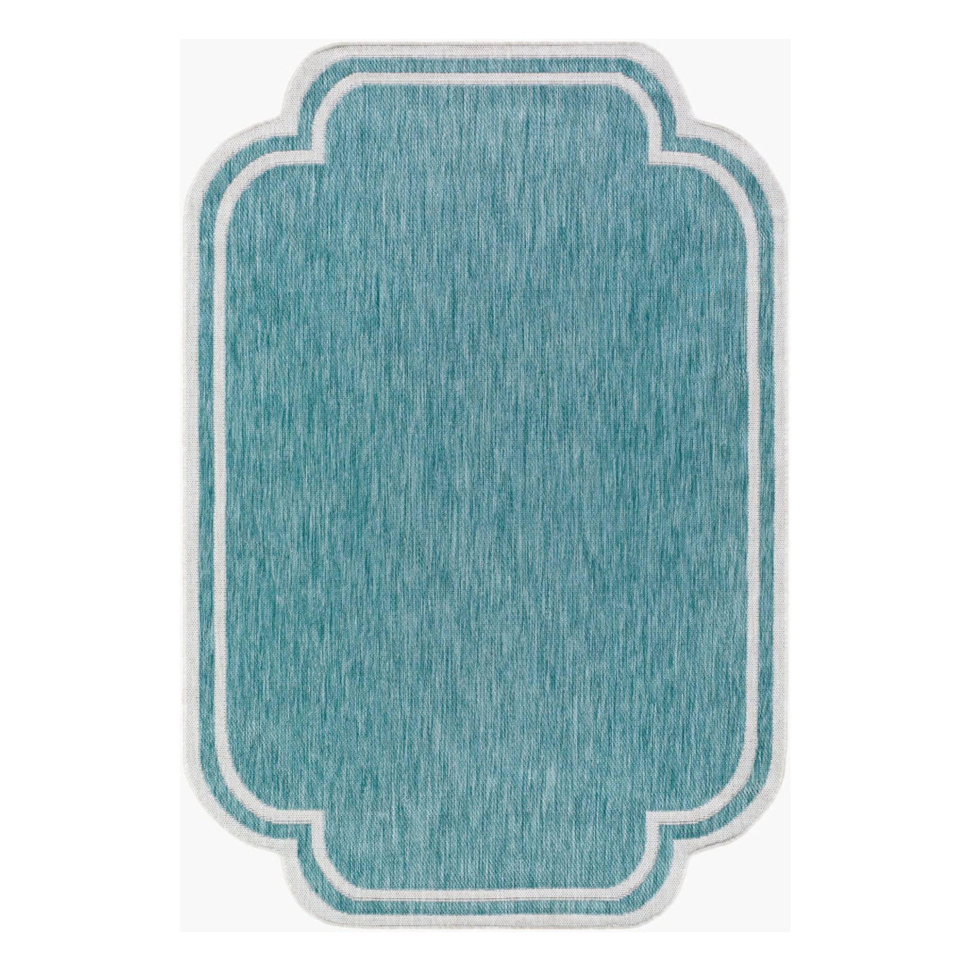 Miami Beach Aqua/Cream Machine Woven Rug MBH-2311 - 2'4" x 3'9"