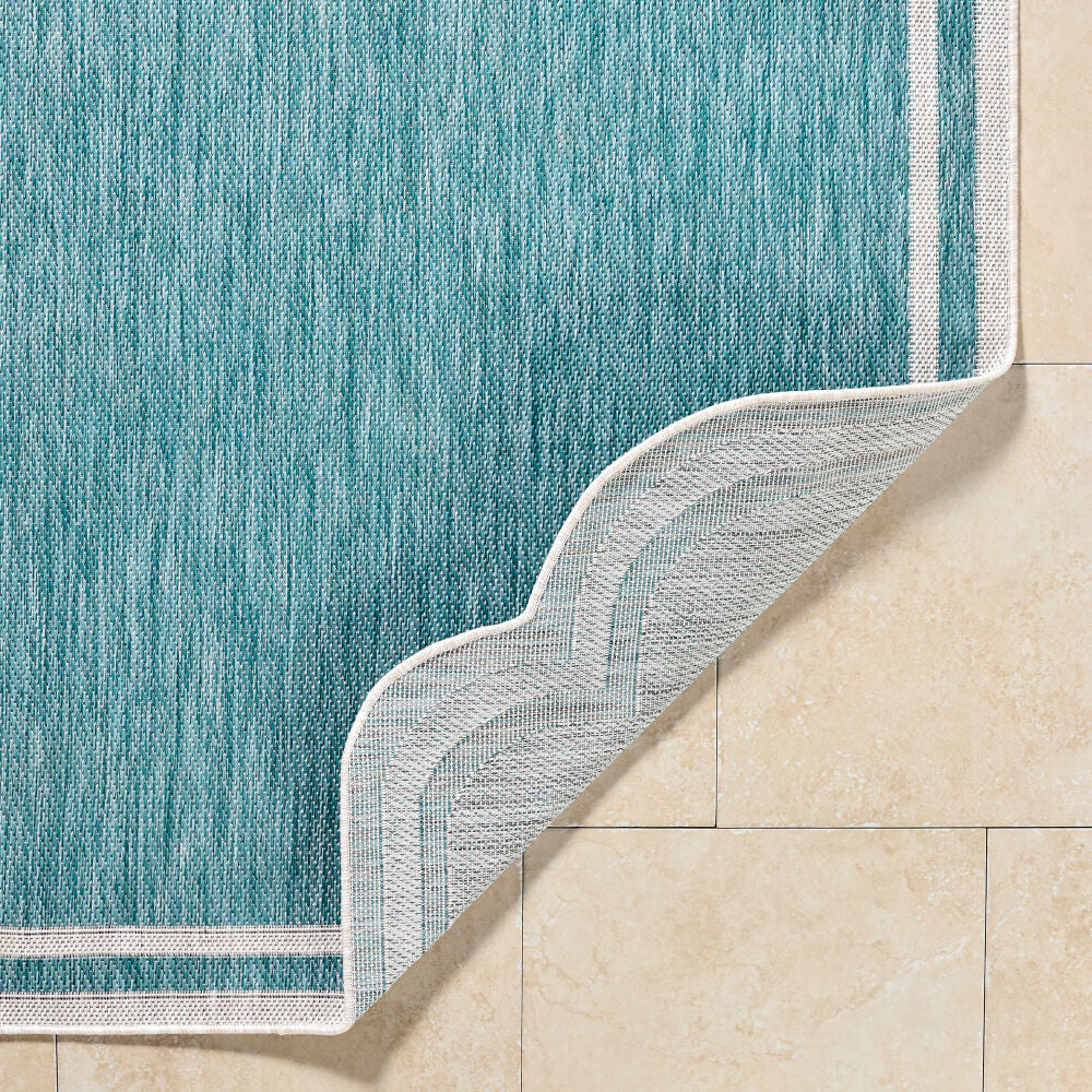 Miami Beach Aqua/Cream Machine Woven Rug MBH-2311 - fold