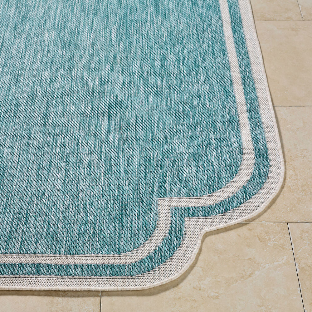 Miami Beach Aqua/Cream Machine Woven Rug MBH-2311 - front