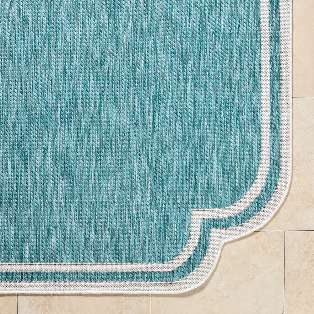 Miami Beach Aqua/Cream Machine Woven Rug MBH-2311 - overhead