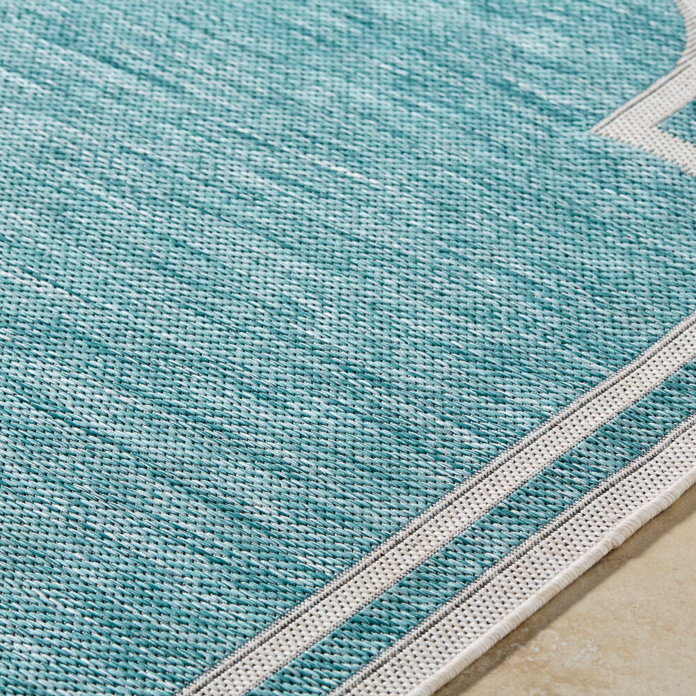 Miami Beach Aqua/Cream Machine Woven Rug MBH-2311 - texture