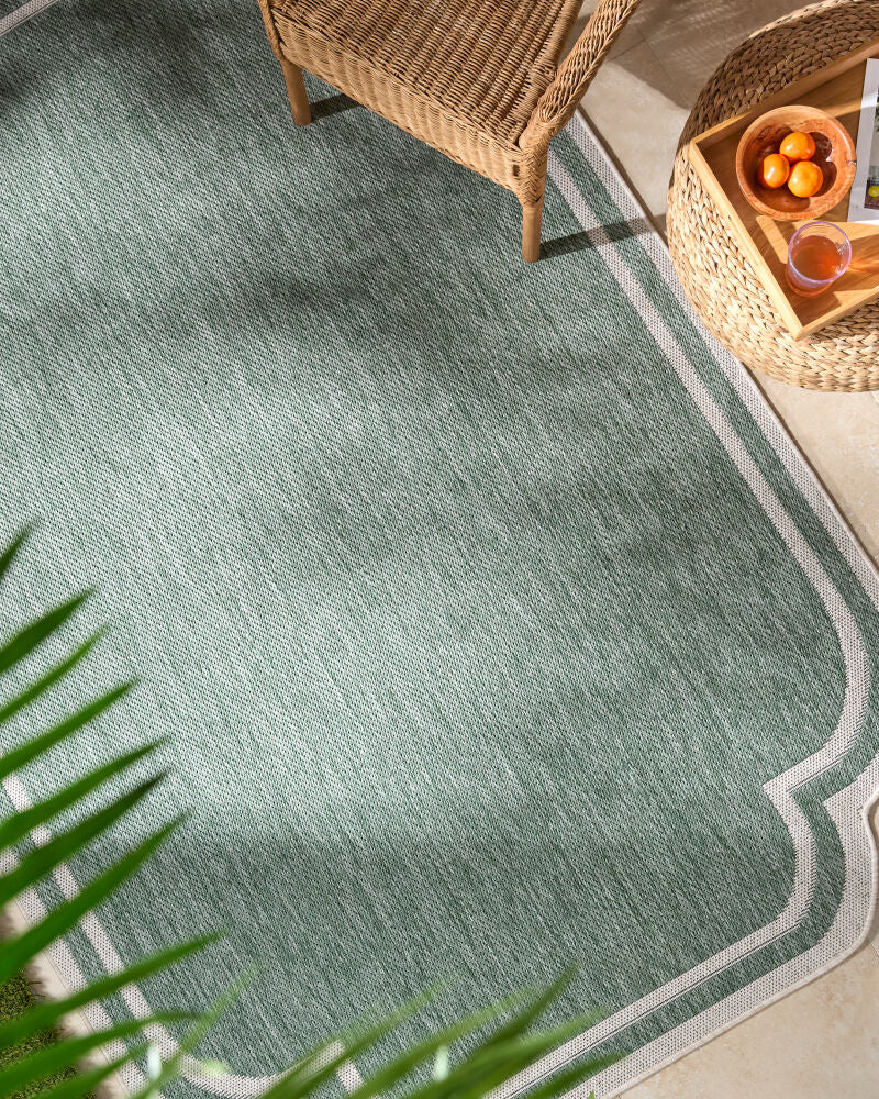 Miami Beach Cream/Medium Green Machine Woven Rug MBH-2312 - roomscene