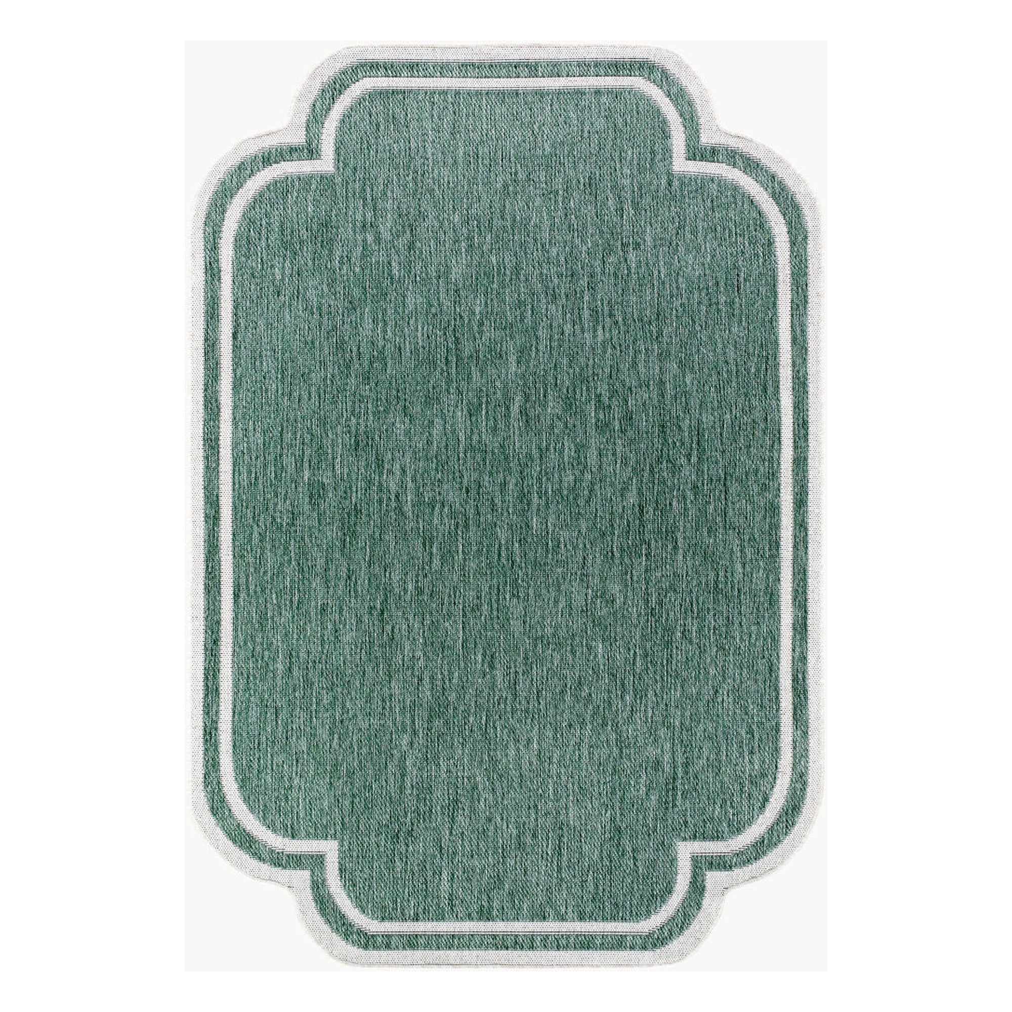 Miami Beach Cream/Medium Green Machine Woven Rug MBH-2312 - 2'4" x 3'9"