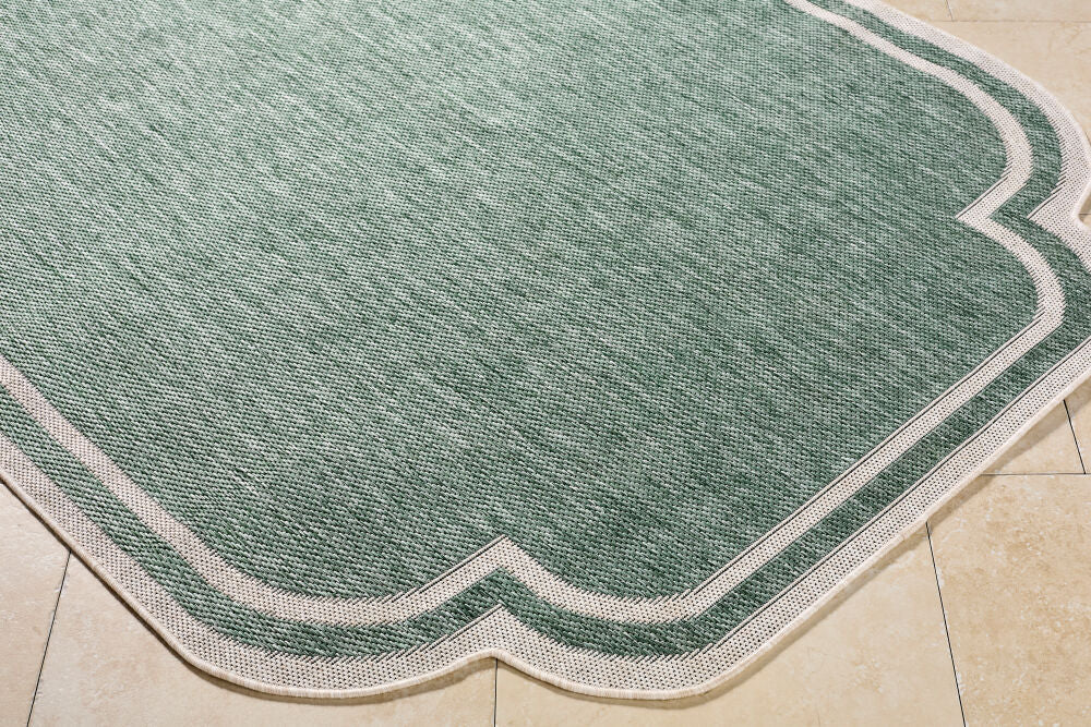 Miami Beach Cream/Medium Green Machine Woven Rug MBH-2312 - corner