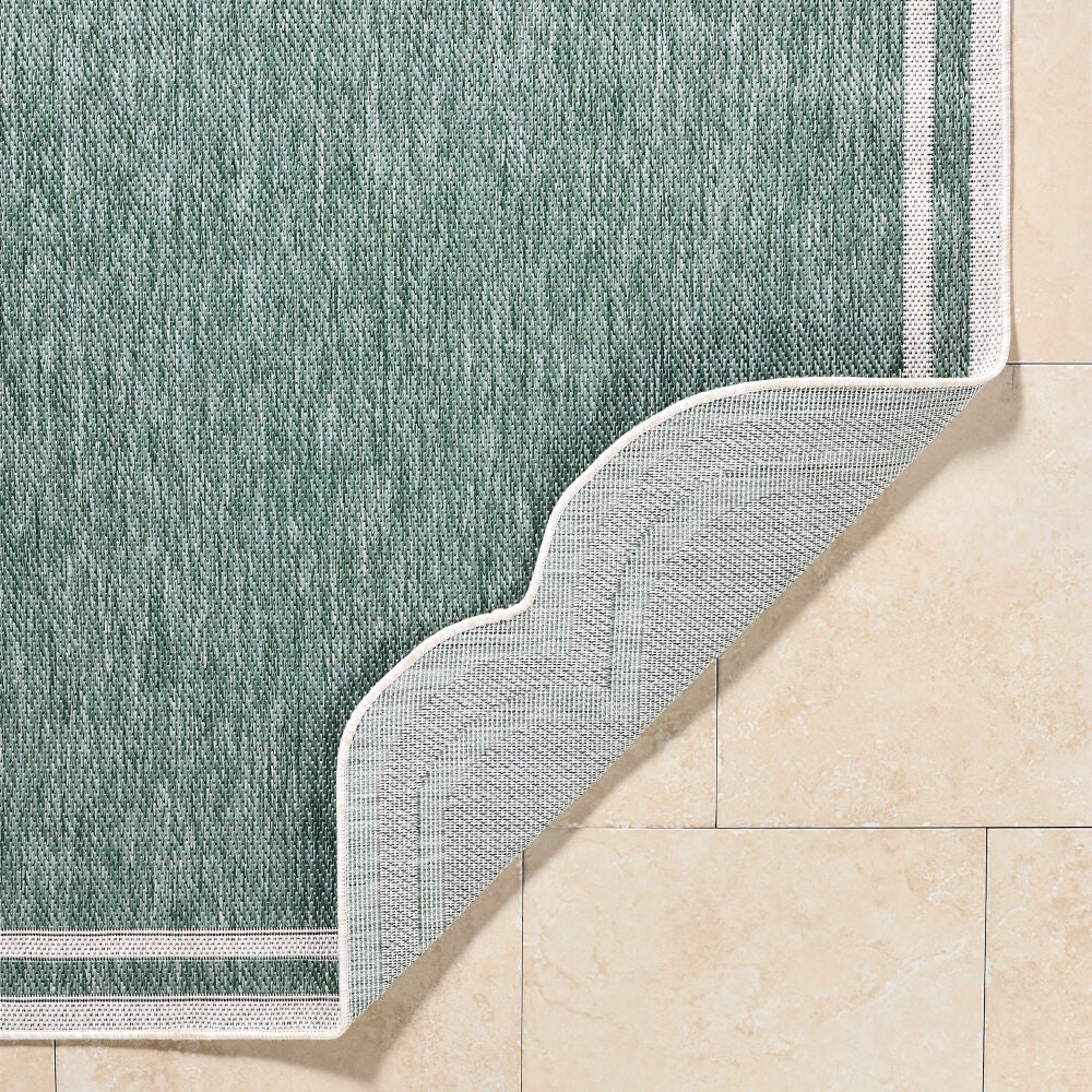 Miami Beach Cream/Medium Green Machine Woven Rug MBH-2312 - fold