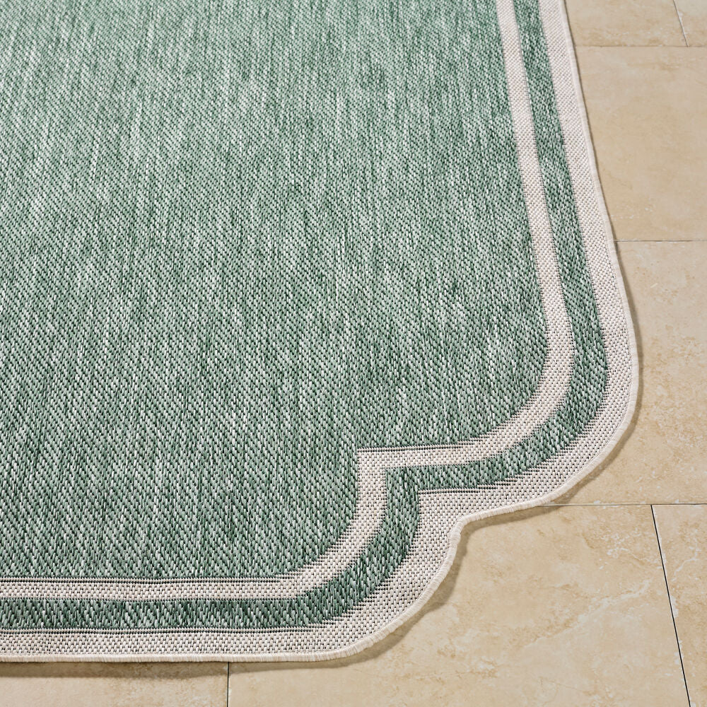 Miami Beach Cream/Medium Green Machine Woven Rug MBH-2312 - front