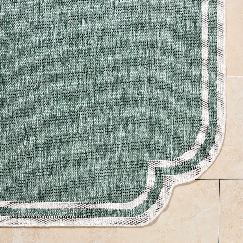 Miami Beach Cream/Medium Green Machine Woven Rug MBH-2312 - overhead