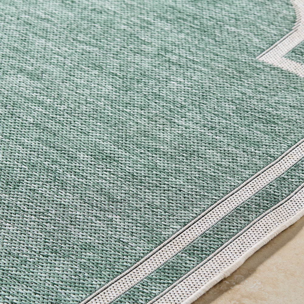 Miami Beach Cream/Medium Green Machine Woven Rug MBH-2312 - texture