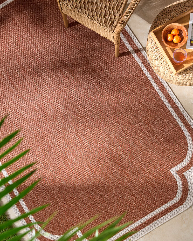 Miami Beach Burnt Orange/Cream Machine Woven Rug MBH-2313 - roomscene