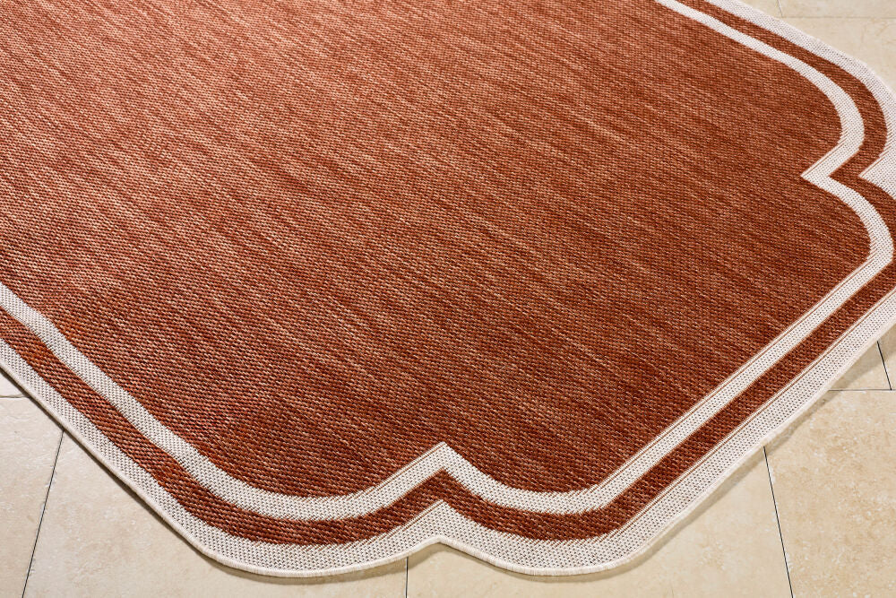 Miami Beach Burnt Orange/Cream Machine Woven Rug MBH-2313 - corner
