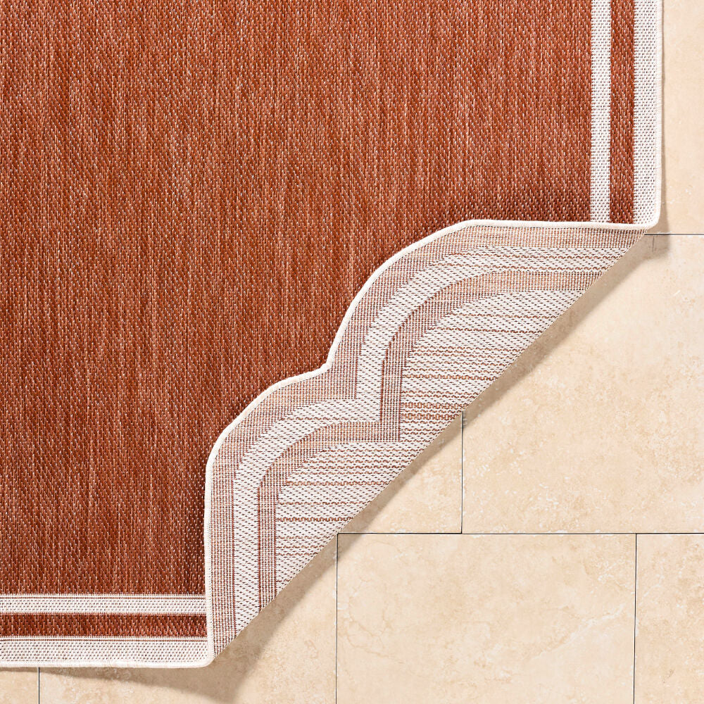 Miami Beach Burnt Orange/Cream Machine Woven Rug MBH-2313 - fold
