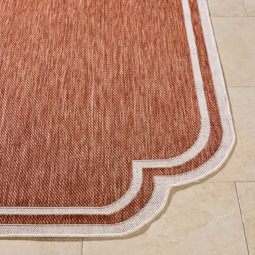 Miami Beach Burnt Orange/Cream Machine Woven Rug MBH-2313 - front